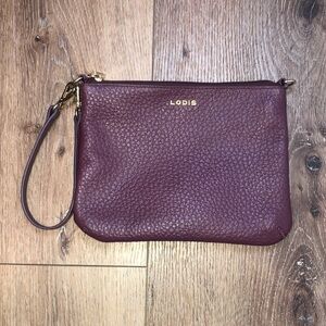 Lodis Berry Colored Leather Wristlet